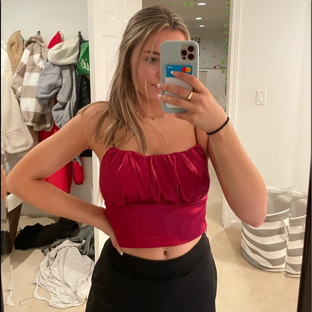 Red satin top